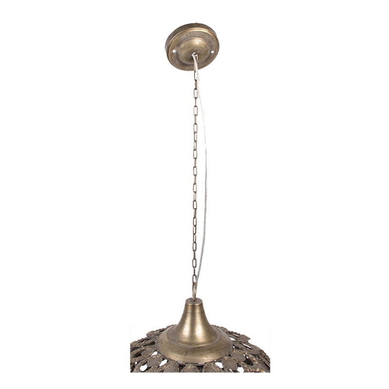 Clayre & Eef 5LMP352 Hanglamp Ø 39x59 Cm Goudkleurig Grijs IJzer Hanglamp Eettafel