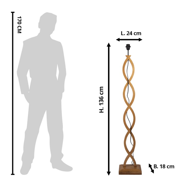 Clayre & Eef 5LMP362 Vloerlamp 24x18x136 Cm Bruin Hout Staande Lamp