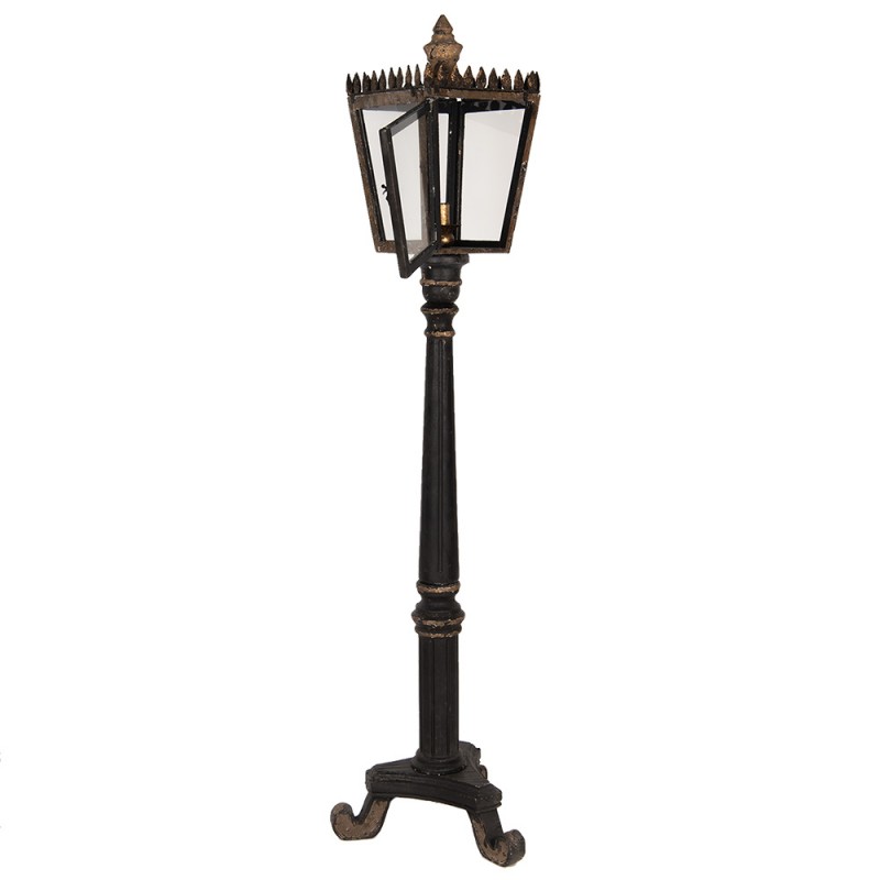 Clayre & Eef 5LMP364 Vloerlamp 44x40x172 Cm Zwart Goudkleurig Hout Staande Lamp