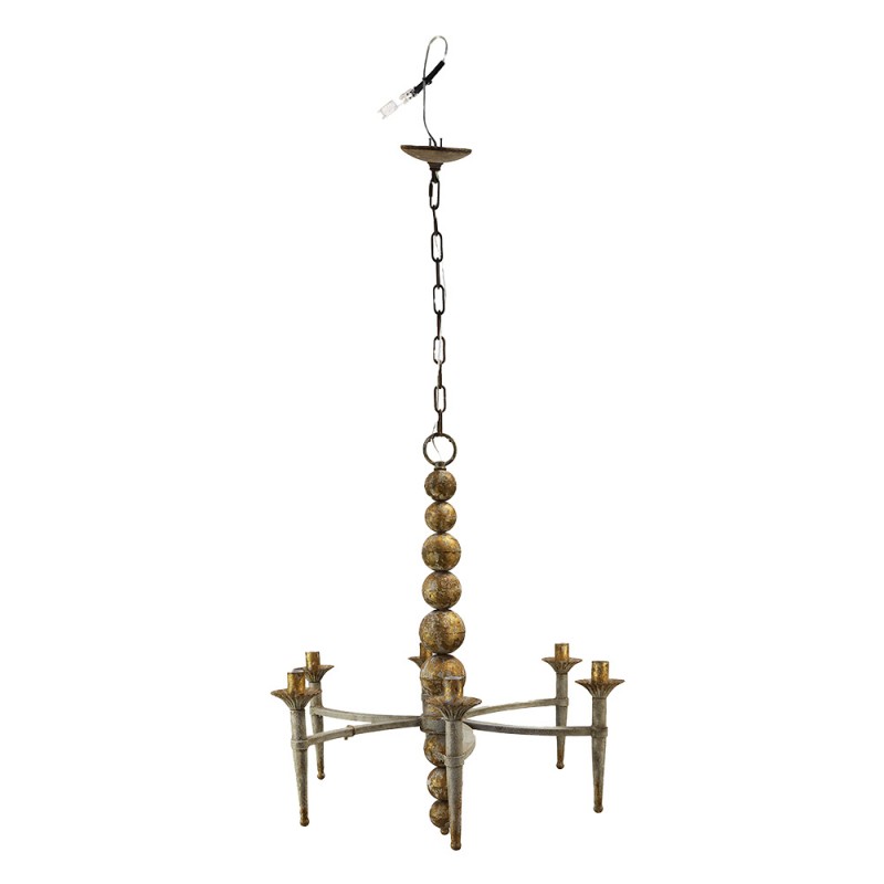 Clayre & Eef 5LMP365 Hanglamp 69x61x79 Cm Beige Goudkleurig IJzer Hanglamp Eettafel