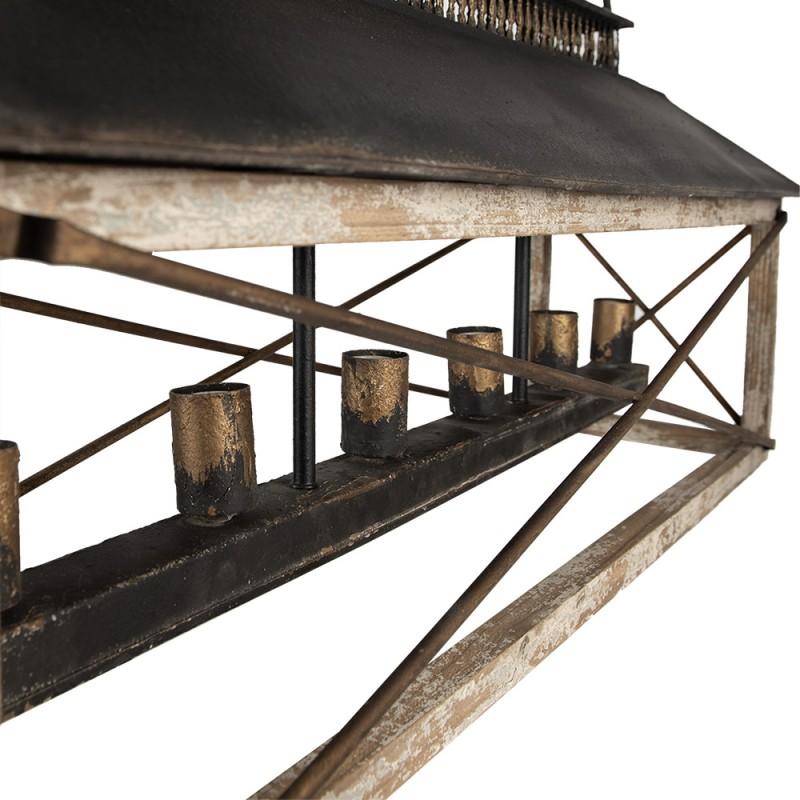 Clayre & Eef 5LMP370 Hanglamp 99x30x70 Cm Zwart Bruin IJzer Hanglamp Eettafel