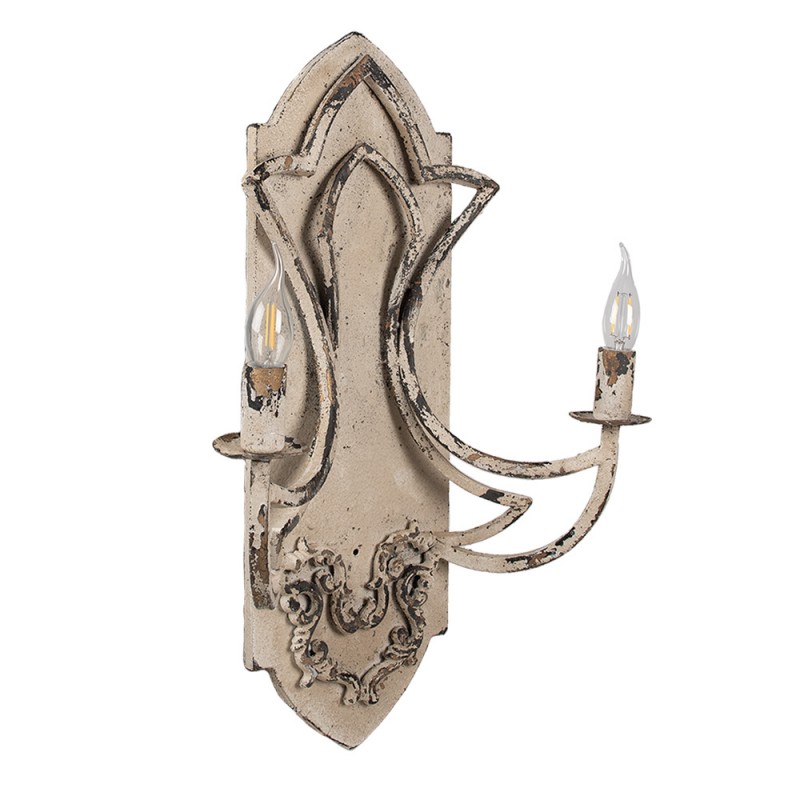 Clayre & Eef 5LMP377 Wandlamp 41x17x60 Cm Beige Metaal Muurlamp