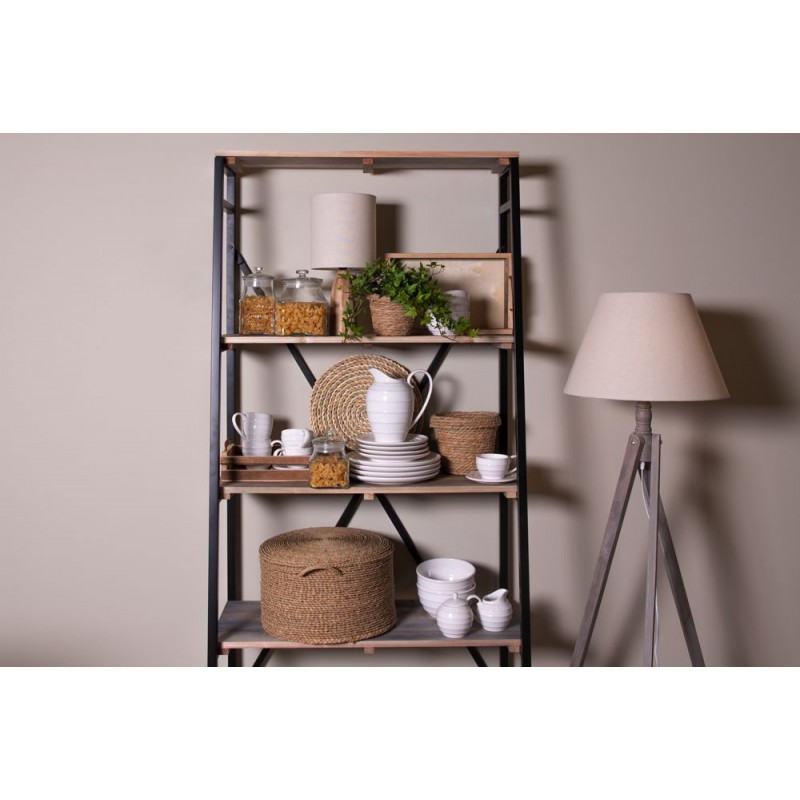 Clayre & Eef 5LMP640 Vloerlamp 45x45x152 Cm Beige Hout Rechthoek Staande Lamp