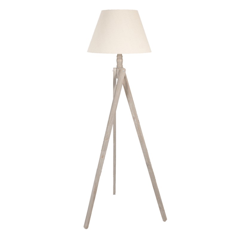 clayre & eef 5LMP640 Vloerlamp 45x45x152 cm Beige Hout Rechthoek Staande Lamp