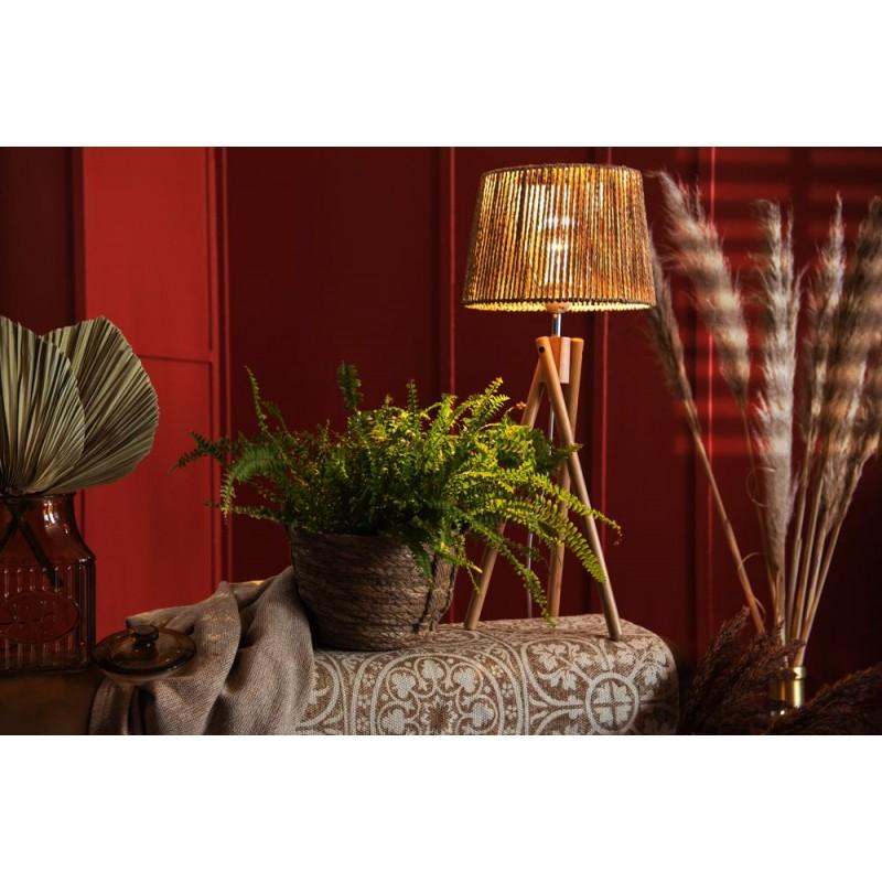 Clayre & Eef 5LMP641 Tafellamp Ø 27x65 Cm Bruin Hout Bureaulamp