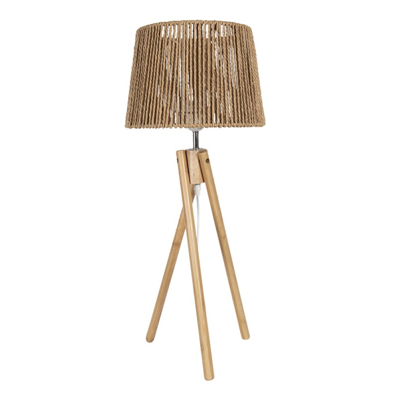 clayre & eef 5LMP641 Tafellamp Ø 27x65 cm Bruin Hout Bureaulamp