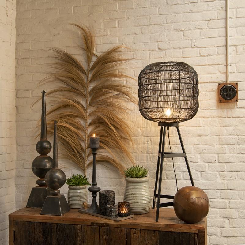 Clayre & Eef 5LMP654 Vloerlamp Ø 39x100 Cm Zwart IJzer Staande Lamp