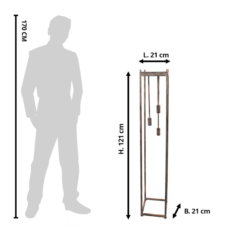 Clayre & Eef 5LMP661 Vloerlamp 21x21x121 Cm Koperkleurig Metaal Staande Lamp