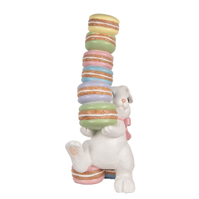 Clayre & Eef 5MG0052 Decoratie Beeld Konijn 53x37x90 Cm Wit Keramisch Materiaal Macarons