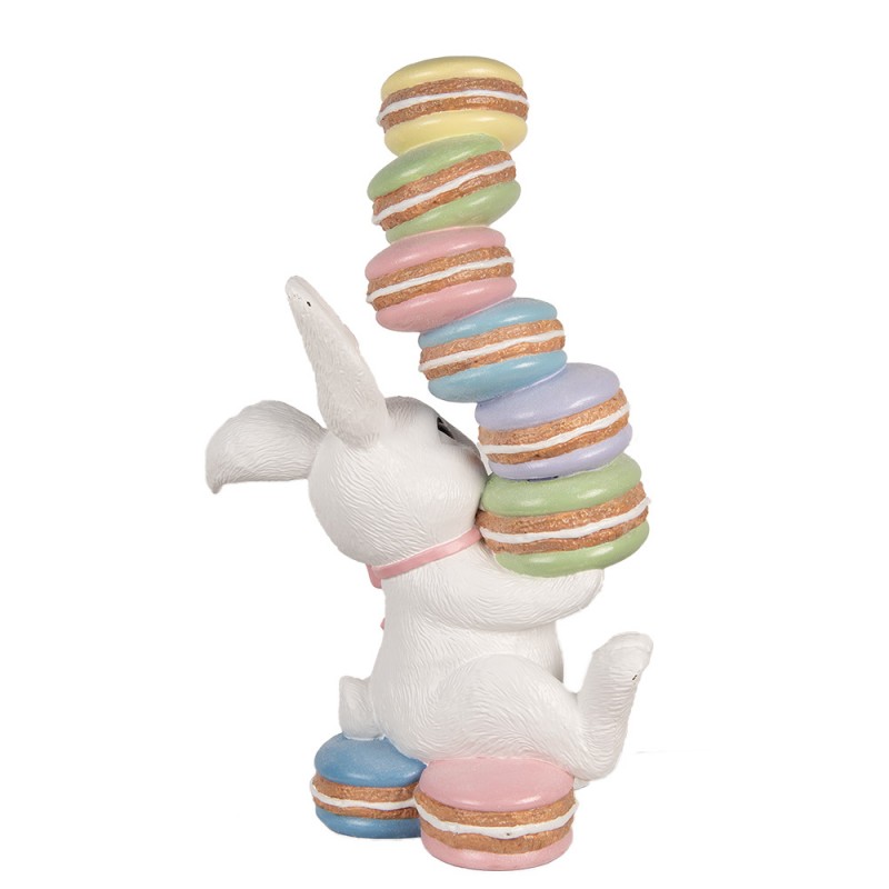 Clayre & Eef 5MG0052 Decoratie Beeld Konijn 53x37x90 Cm Wit Keramisch Materiaal Macarons