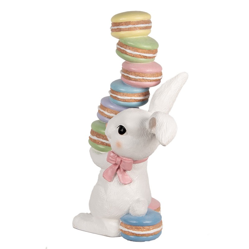 Clayre & Eef 5MG0052 Decoratie Beeld Konijn 53x37x90 Cm Wit Keramisch Materiaal Macarons