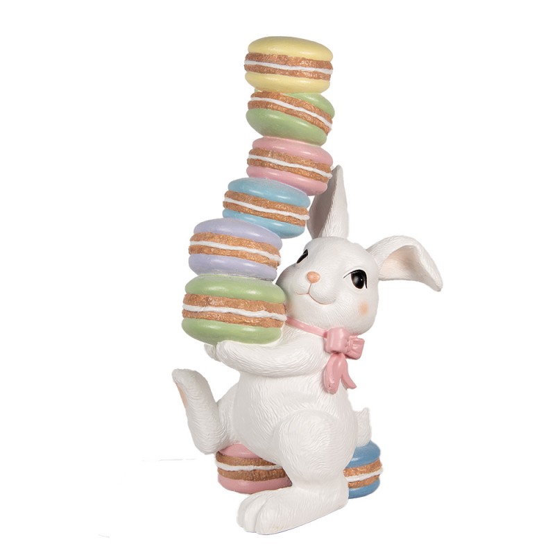 Clayre & Eef 5MG0052 Decoratie Beeld Konijn 53x37x90 Cm Wit Keramisch Materiaal Macarons