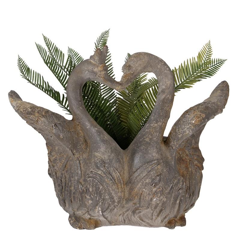 Clayre & Eef 5MG0058 Bloempot Zwaan 49x27x37 Cm Grijs Keramisch Materiaal
