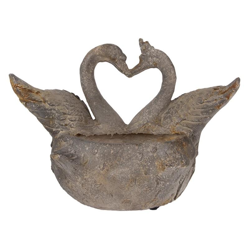 Clayre & Eef 5MG0058 Bloempot Zwaan 49x27x37 Cm Grijs Keramisch Materiaal