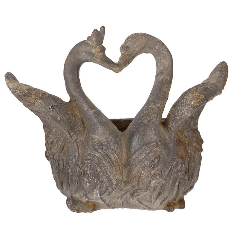 clayre & eef 5MG0058 Bloempot Zwaan 49x27x37 cm Grijs Keramisch materiaal