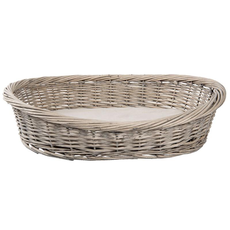 clayre & eef 5RO0388 Hondenmand 74x57x19 cm Grijs Rotan Ovaal Hondenbed