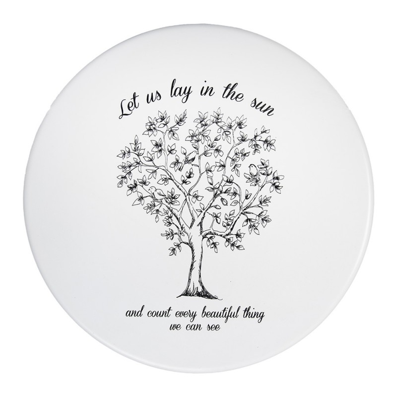 Clayre & Eef 5Y0192 Bistroset Bistrotafel Bistrostoel 3-delig Ø 60x70 Wit IJzer Balkonset