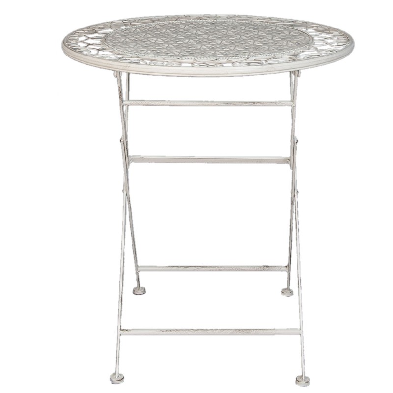 Clayre & Eef 5Y0222 Bistroset Bistrotafel Bistrostoel 3-delig Ø 70x75 Wit IJzer Balkonset