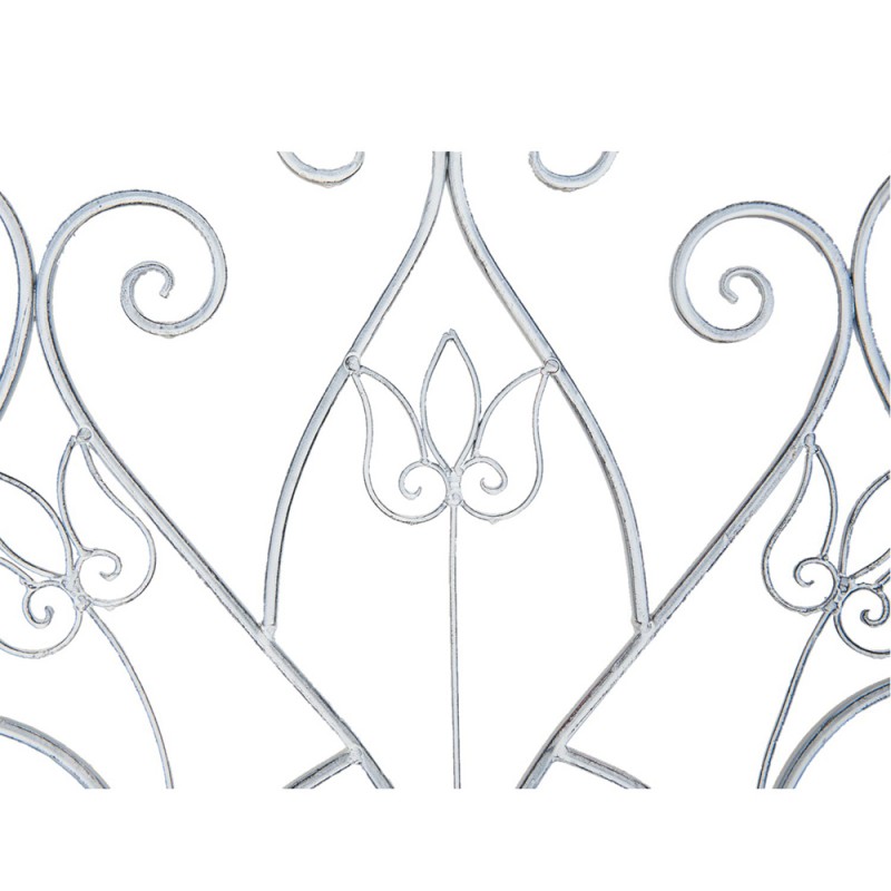 Clayre & Eef 5Y0254 Tuinbank 110x50x90 Cm Wit IJzer Bloemen Rechthoek Bank Buiten