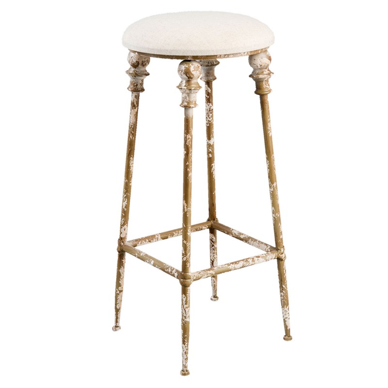 Clayre & Eef 5Y0347 Barkruk Ø 34x78 Cm Bruin IJzer Rond Kruk