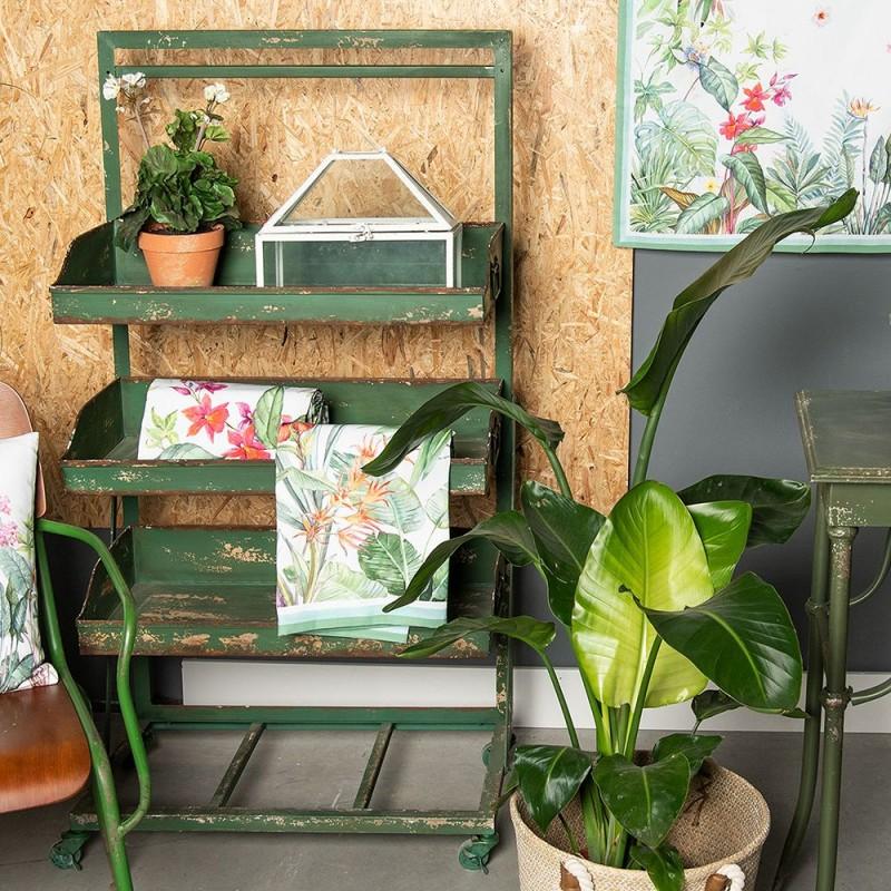 Clayre & Eef 5Y0395 Plantenrek 71x40x133 Cm Groen IJzer Rechthoek Tuinrek