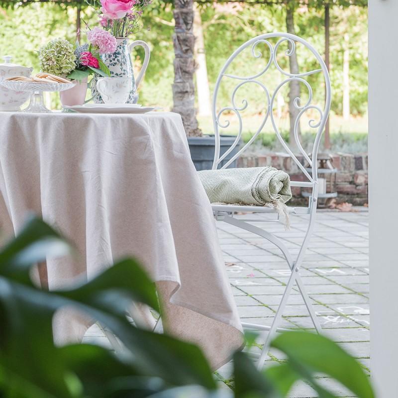 Clayre & Eef 5Y0632 Bistroset Bistrotafel Bistrostoel 3-delig Ø 60x70 Wit IJzer Balkonset