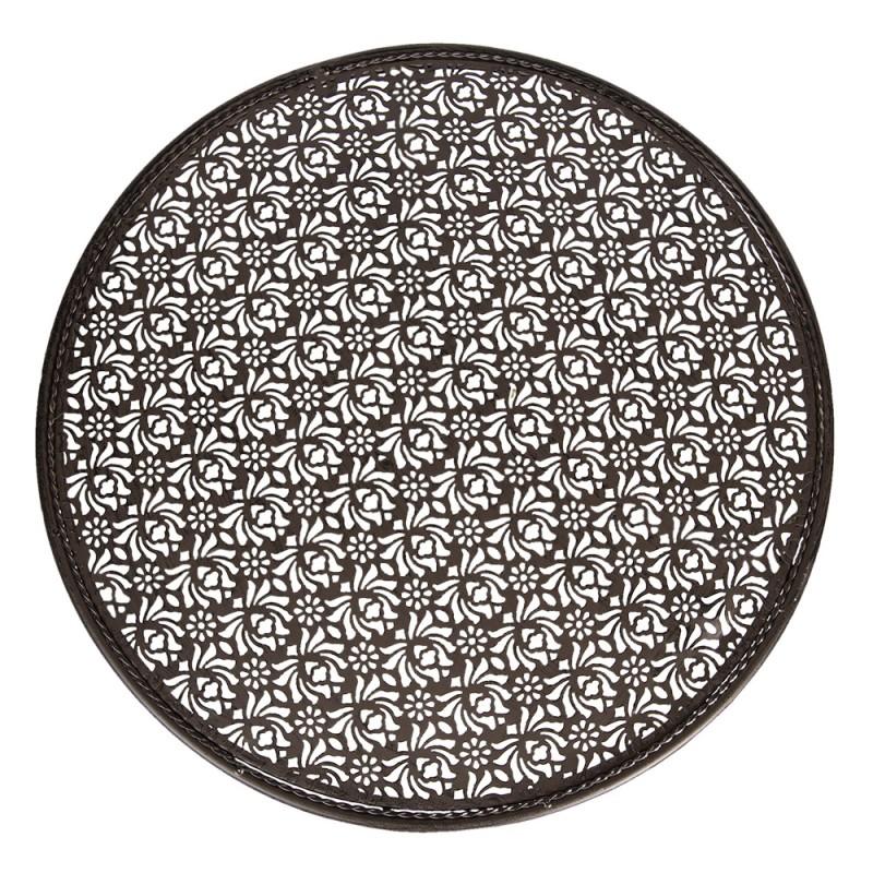 Clayre & Eef 5Y0636 Bistroset Bistrotafel Bistrostoel 3-delig Ø 60x70 Bruin IJzer Balkonset