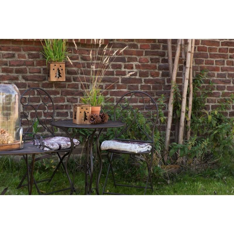 Clayre & Eef 5Y0636 Bistroset Bistrotafel Bistrostoel 3-delig Ø 60x70 Bruin IJzer Balkonset