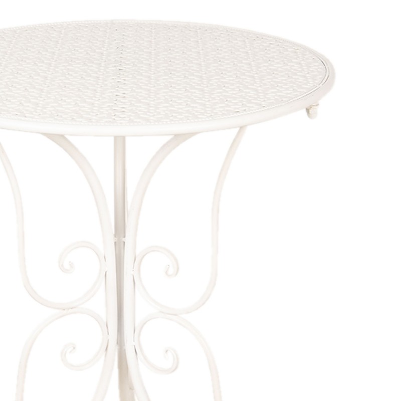 Clayre & Eef 5Y0637 Bistroset Bistrotafel Bistrostoel 3-delig Ø 60x70 Wit IJzer Balkonset
