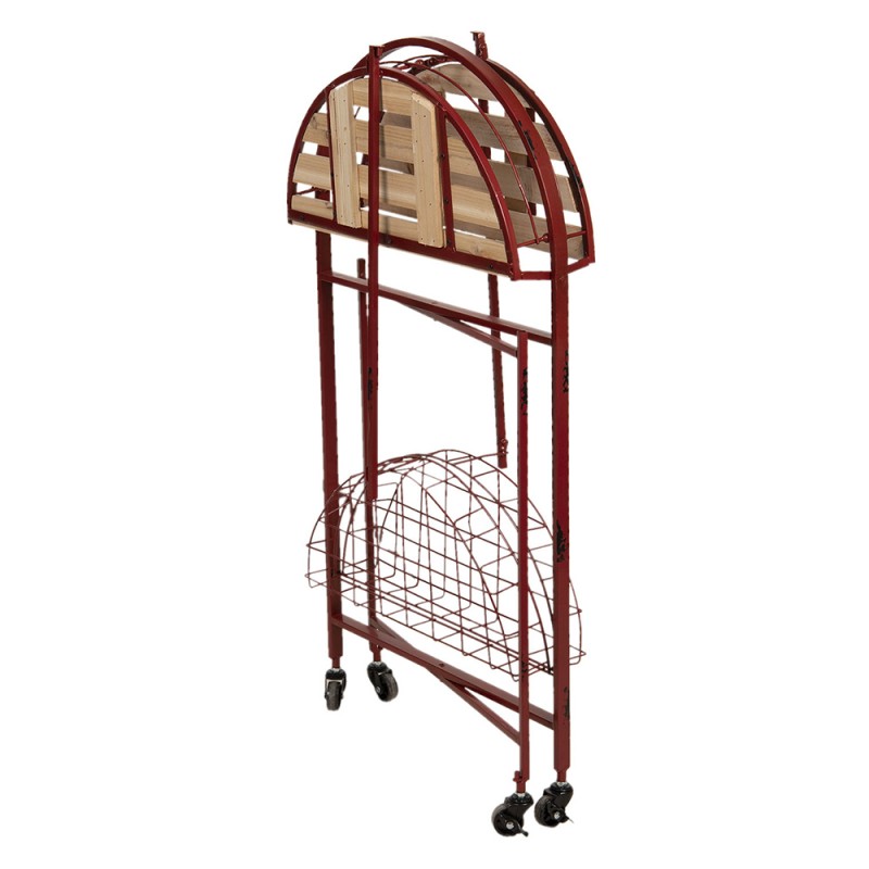 Clayre & Eef 5Y0658 Bijzettafel Ø 49x98 Cm Rood IJzer Rond