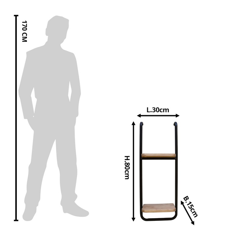 Clayre & Eef 5Y0701 Wandrek 30x15x80 Cm Bruin IJzer Rechthoek Muurrek