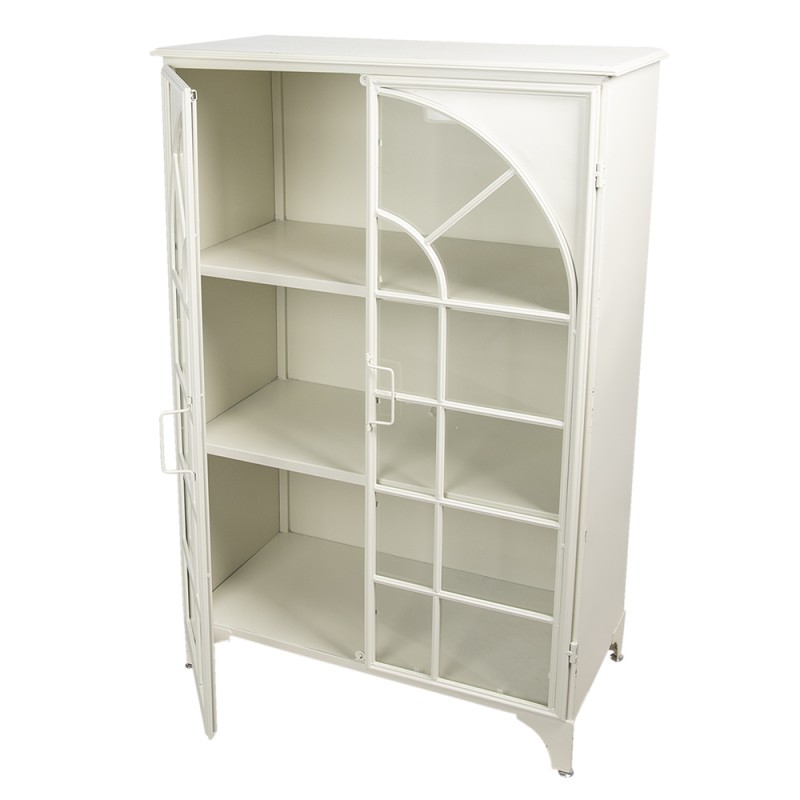 Clayre & Eef 5Y0772 Vitrinekast 80x41x120 Cm Wit IJzer Rechthoek Opbergkast