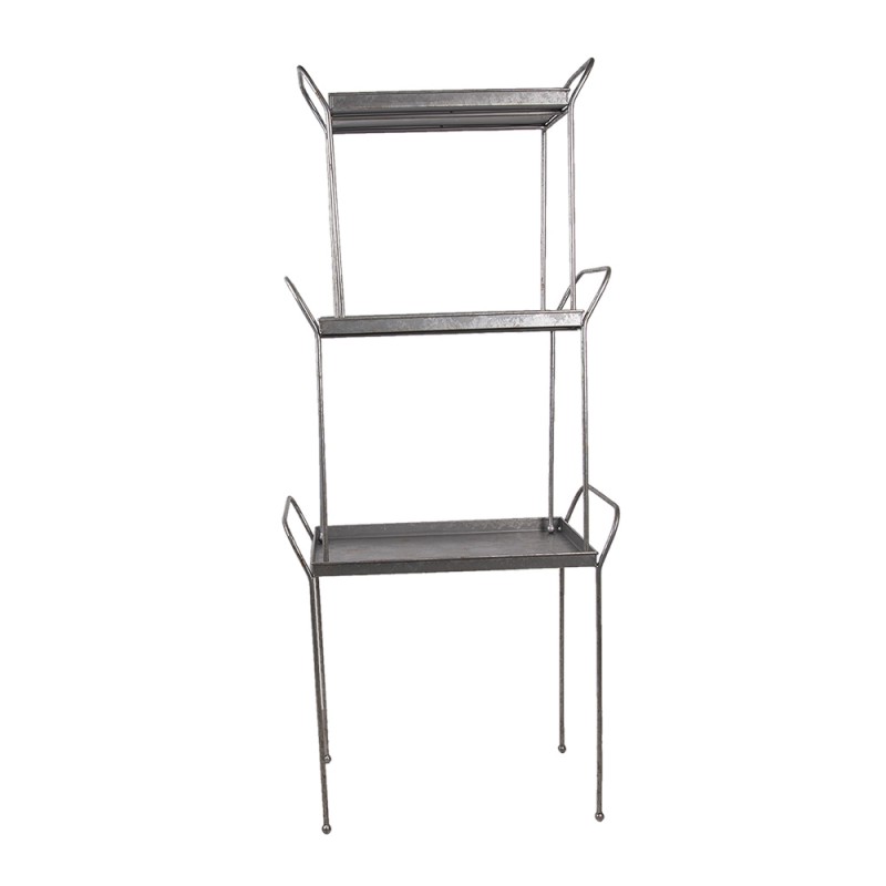 Clayre & Eef 5Y0867 Bijzettafel Set Van 3 Grijs IJzer Rechthoek Sidetable