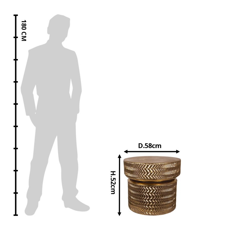Clayre & Eef 5Y0957 Bijzettafel Ø 58x52 Cm Goudkleurig Metaal Rond Plantentafel