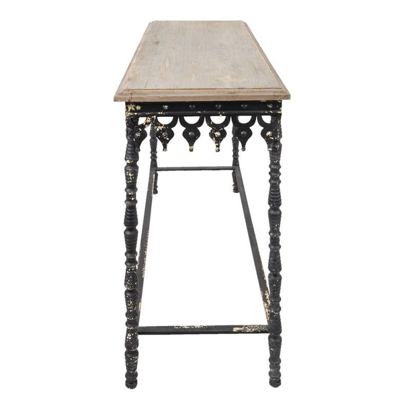 Clayre & Eef 5Y0958 Sidetable 121x45x81 Cm Zwart Bruin IJzer Rechthoek Wandtafel