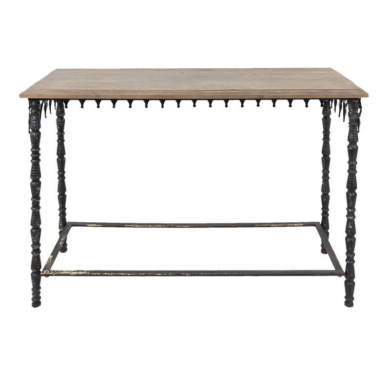 Clayre & Eef 5Y0958 Sidetable 121x45x81 Cm Zwart Bruin IJzer Rechthoek Wandtafel