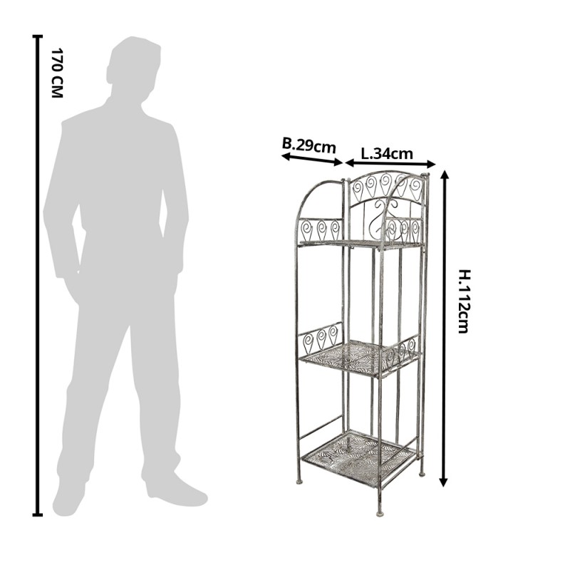 Clayre & Eef 5Y0976 Opbergrek 34x29x112 Cm Grijs IJzer Plantenrek