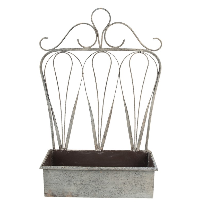 Clayre & Eef 5Y1004 Planthouder Grijs IJzer Rechthoek Plantenrek