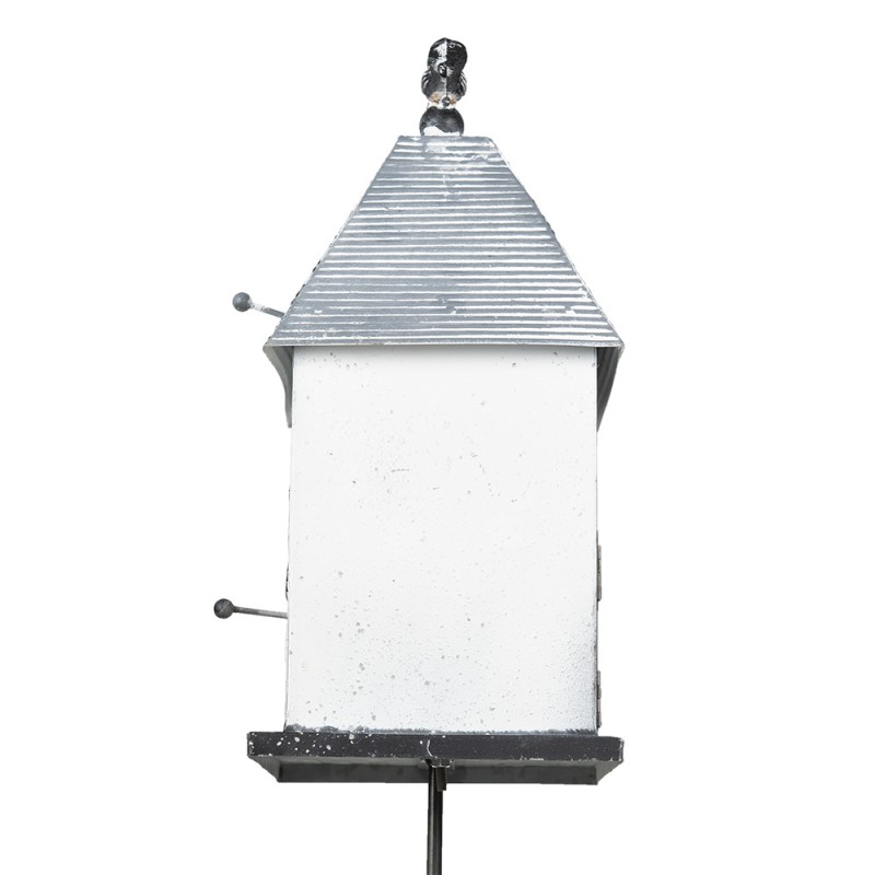 Clayre & Eef 5Y1010 Tuinsteker 18x13x109 Cm Grijs Wit Metaal Bloemen Tuinprikker