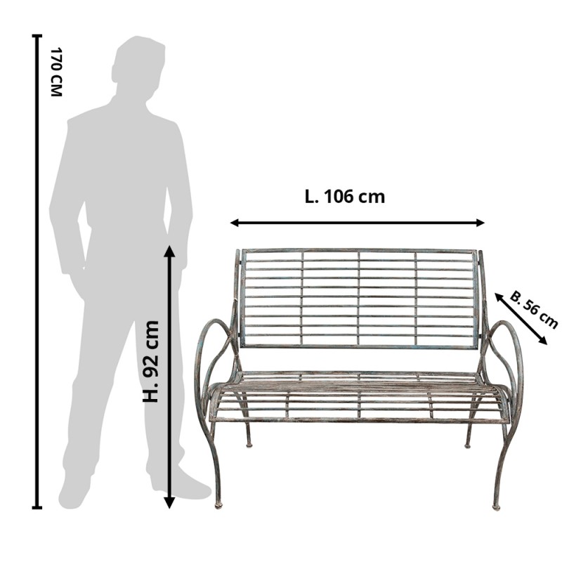Clayre & Eef 5Y1036 Tuinbank 106x56x92 Cm Grijs IJzer Bank Buiten