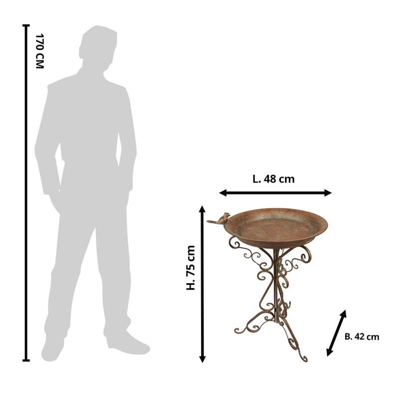 Clayre & Eef 5Y1037 Vogelvoederbak 48x42x75 Cm Groen Bruin IJzer