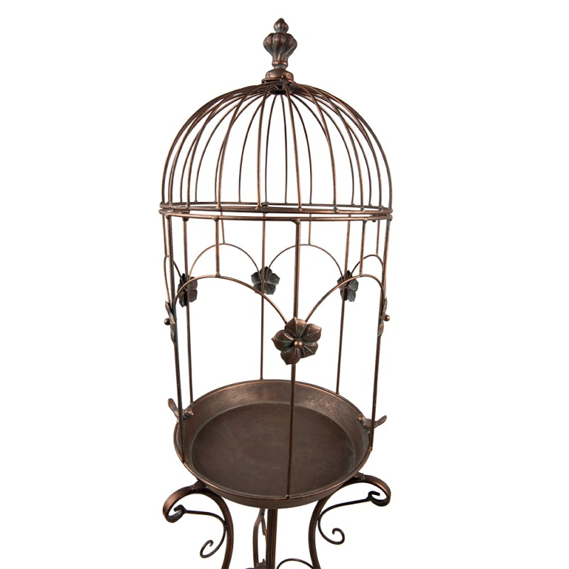 Clayre & Eef 5Y1044 Planthouder Ø 33x127 Cm Bruin Grijs IJzer Bloemen Decoratie Plantenhouder