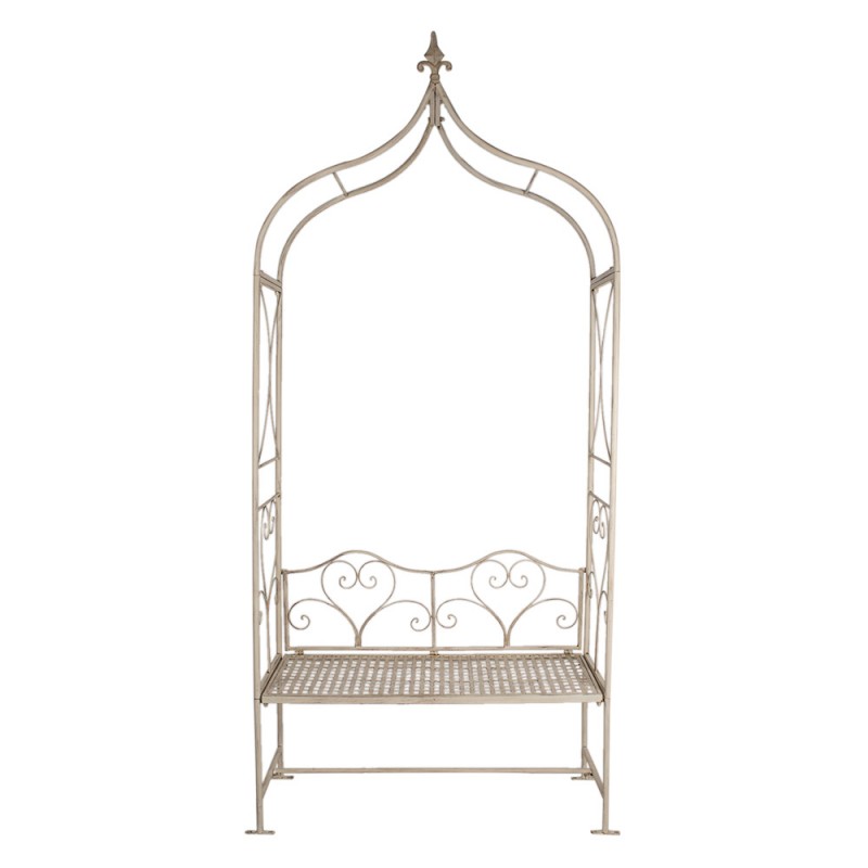 Clayre & Eef 5Y1057 Rozenboog Met Bank 108x41x239 Cm Wit IJzer Klimplantenrek