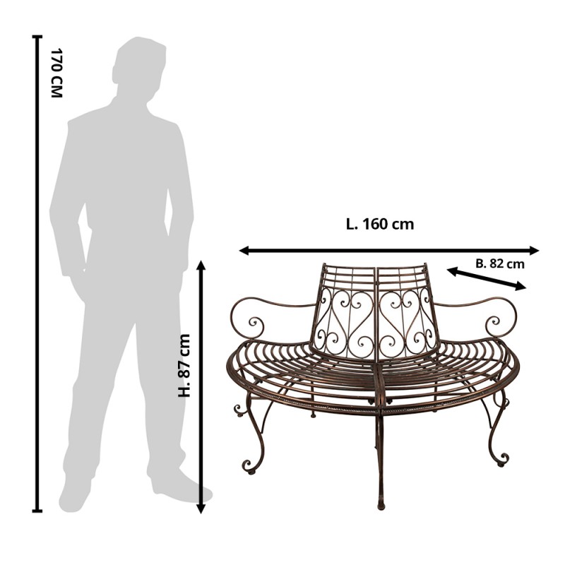 Clayre & Eef 5Y1061 Tuinbank 160x82x87 Cm Bruin Zwart IJzer Bank Buiten