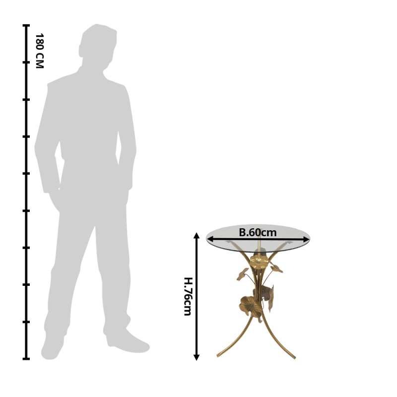 Clayre & Eef 5Y1068 Bijzettafel Ø 60x76 Cm Goudkleurig Metaal