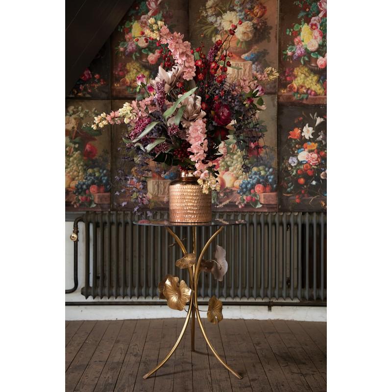 Clayre & Eef 5Y1068 Bijzettafel Ø 60x76 Cm Goudkleurig Metaal