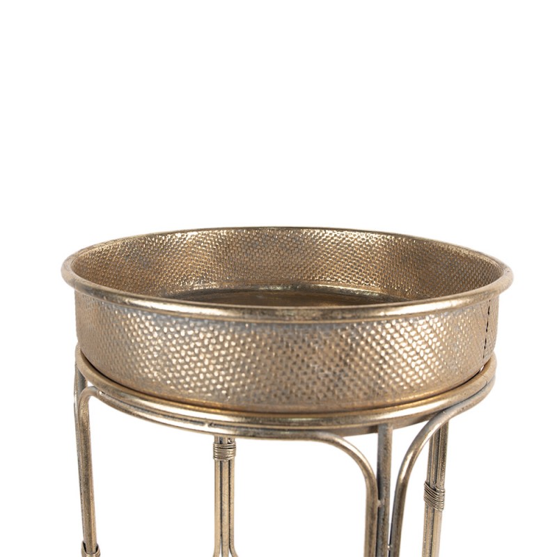 Clayre & Eef 5Y1087 Bijzettafel Set Van 2 Ø 47x58 Cm Goudkleurig Metaal Sidetable