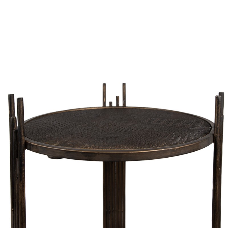 Clayre & Eef 5Y1154 Bijzettafel 42x41x89 Cm Bruin IJzer Rond Salontafel