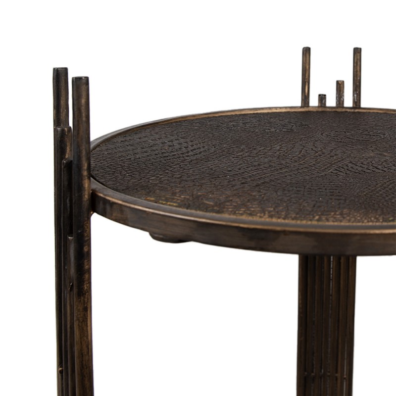 Clayre & Eef 5Y1154 Bijzettafel 42x41x89 Cm Bruin IJzer Rond Salontafel