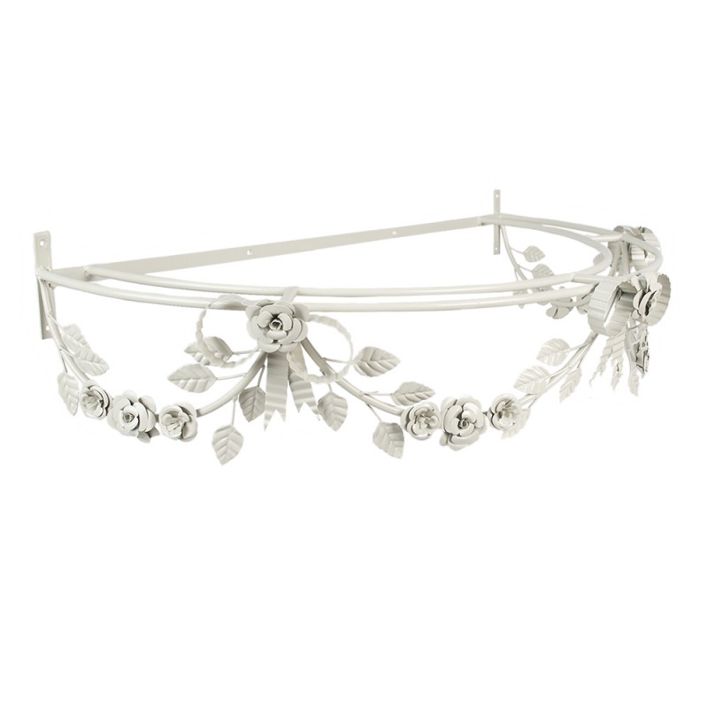 Clayre & Eef 5Y1158 Bedhemel 85x48x20 Cm Grijs IJzer Bloemen Klamboe Houder